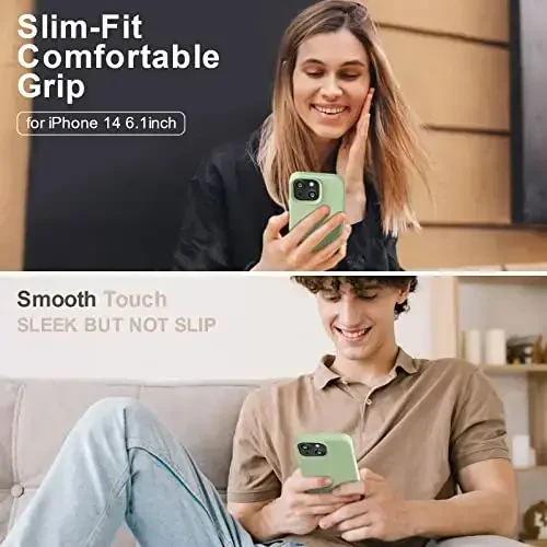 Vooii iPhone 14 g'ilofi bilan mos,[Ipakdek teginish Premium Suyuq Silikon] [Yumshoq Chizishga qarshi Mikrofiber Astar], iPhone 14 uchun Ultra Yupqa Zarba o'tkazmaydigan Himoya G'ilofi - Matcha - 2