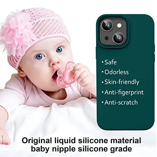 Vooii iPhone 14 Kılıfı ile Uyumlu, [İpeksi Dokunuşlu Premium Sıvı Silikon] [Yumuşak Çizilmez Mikrofiber Astar], iPhone 14 için Ultra İnce Darbeye Dayanıklı Koruyucu Kılıf - Camgöbeği - 5