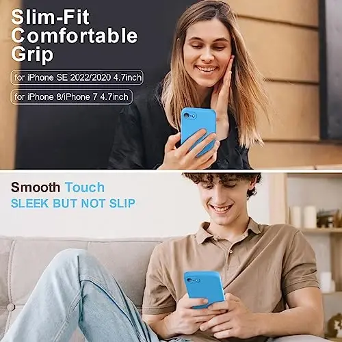 Vooii iPhone 14 Pro g‘ilofi bilan mos keladi, suyuq silikon yangilanishi [Kamera himoyasi] [Yumshoq tirnalishga qarshi mikrofiber astar] iPhone 14 Pro 6.1 dyuym uchun zarbaga chidamli telefon g‘ilofi - Moviy - 2