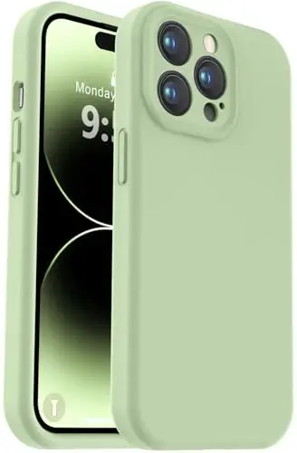 Vooii iPhone 14 Pro g'ilofi bilan mos keladi, suyuq silikon yangilanishi [Kamera himoyasi] [Yumshoq tirnalishga qarshi mikrofiber astar] iPhone 14 Pro 6.1 dyuym uchun zarbga chidamli telefon g'ilofi - Matcha 