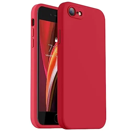 Vooii iPhone 14 Pro G'ilofi bilan mos, Suyuq Silikon yangilanish [Kamera himoyasi] [Yumshoq chizishga qarshi mikrofiber astar] iPhone 14 Pro 6.1 dyuym uchun zarbga chidamli telefon g'ilofi - Qizil 
