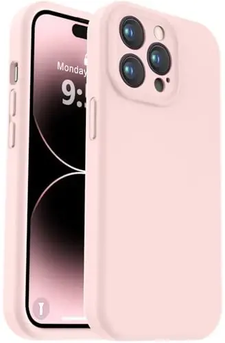 Vooii iPhone 14 Pro g‘ilofi bilan mos, suyuq silikon yangilanishi [Kamera himoyasi] [Yumshoq tirnalishga qarshi mikrofiber astar] iPhone 14 Pro 6.1 dyuym uchun zarbga chidamli telefon g‘ilofi - Pushti qum - VOOII