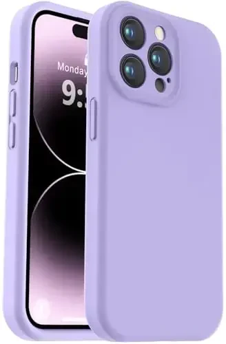 Vooii Compatible with iPhone 14 Pro Case, Liquid Silicone Upgrade [Camera Protection] [Soft Anti-Scratch Microfiber Lining] Shockproof Phone Case for iPhone 14 Pro 6.1 inch - Light Purple - 1