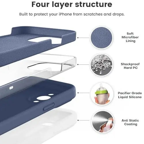Vooii iPhone 14 Pro Max ile Uyumlu Kılıf, Sıvı Silikon Yükseltme [Kamera Koruması] [Yumuşak Çizilmez Mikrofiber Astar] Darbeye Dayanıklı Telefon Kılıfı, iPhone 14 Pro Max 6.7 inç için - Lacivert - 2