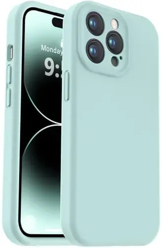 Vooii Compatible with iPhone 14 Pro Max Case, Liquid Silicone Upgrade [Camera Protection] [Soft Anti-Scratch Microfiber Lining] Shockproof Phone Case for iPhone 14 Pro Max 6.7 inch - Mint 