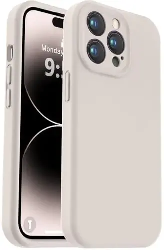 Vooii Compatible with iPhone 14 Pro Max Case, Liquid Silicone Upgrade [Camera Protection] [Soft Anti-Scratch Microfiber Lining] Shockproof Phone Case for iPhone 14 Pro Max 6.7 inch - Stone - 1