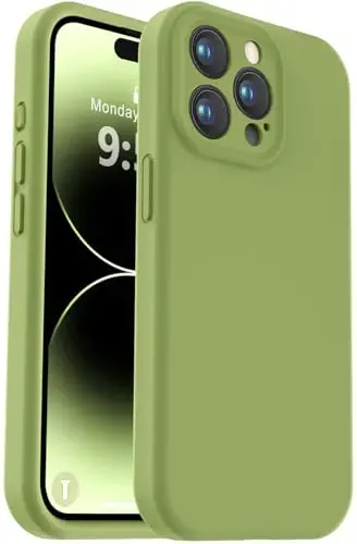 Vooii iPhone 14 Pro Max uchun g‘ilof bilan mos keladi, suyuq silikon yangilanishi [Kamera himoyasi] [Yumshoq tirnalishga qarshi mikrofiber astar] iPhone 14 Pro Max 6,7 dyuym uchun zarbga chidamli telefon g‘ilofi - Cedar Green - VOOII
