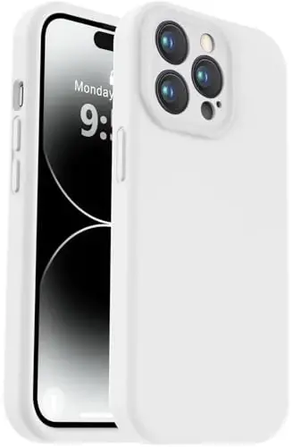 Vooii iPhone 14 Pro Max uchun g‘ilof bilan mos, suyuq silikon yangilanish [Kamera himoyasi] [Yumshoq tirnalishga qarshi mikrofiber astar] iPhone 14 Pro Max 6,7 dyuym uchun zarbga chidamli telefon g‘ilofi - Oq - VOOII