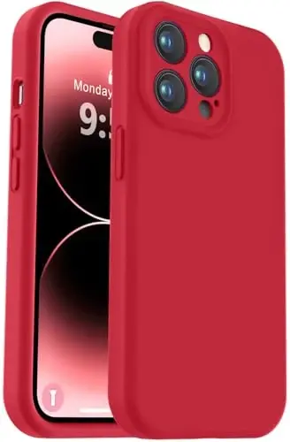 Vooii iPhone 14 Pro Max uchun mos keladigan g‘ilof, suyuq silikon yangilanish [Kamera himoyasi] [Yumshoq tirnalishga qarshi mikrofiber astar] iPhone 14 Pro Max 6.7 dyuym uchun zarbga chidamli telefon g‘ilofi - Qizil 