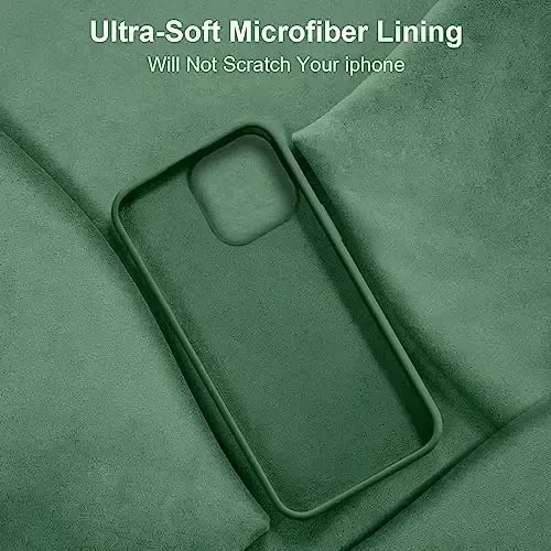 Vooii iPhone 14 uchun g‘ilof bilan mos, [Ipakdek teguvchan Premium suyuq silikon] [Yumshoq tirnalishga qarshi mikrofiber astar], iPhone 14 uchun o‘ta yupqa zarbga chidamli himoya g‘ilofi - Yashil - 6