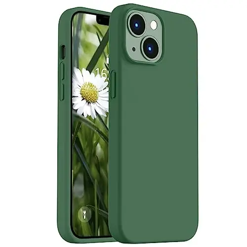 Vooii iPhone 14 uchun g‘ilof bilan mos, [Ipakdek teguvchan Premium suyuq silikon] [Yumshoq tirnalishga qarshi mikrofiber astar], iPhone 14 uchun o‘ta yupqa zarbga chidamli himoya g‘ilofi - Yashil 