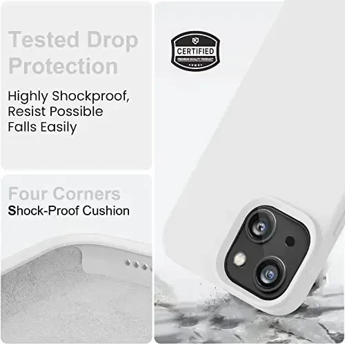 Vooii iPhone 14 uchun g'ilof bilan mos keladi, [Ipakdek teginish Premium Suyuq Silikon] [Yumshoq Chizishga qarshi Mikrofiber Astar], iPhone 14 uchun Ultra Yupqa Zarbadan himoya qiluvchi g'ilof - Oq - 4