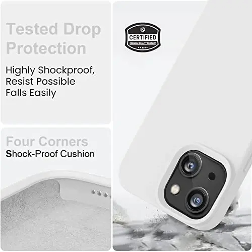 Vooii iPhone 14 uchun g'ilof bilan mos keladi, [Ipakdek teginish Premium Suyuq Silikon] [Yumshoq Chizishga qarshi Mikrofiber Astar], iPhone 14 uchun Ultra Yupqa Zarbadan himoya qiluvchi g'ilof - Oq - 4
