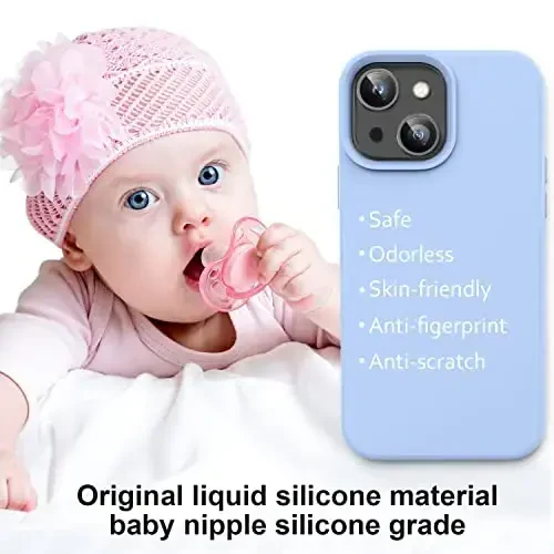 Vooii iPhone 14 uchun g‘ilof bilan mos,[Ipakdek teguvchi premium suyuq silikon] [Yumshoq tirnalishga qarshi mikrofiber astar], iPhone 14 uchun ultra yupqa zarbga chidamli himoya g‘ilofi - Ochiq ko‘k - 5