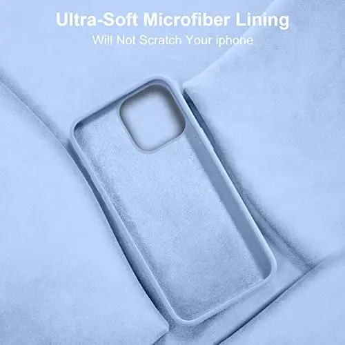 Vooii iPhone 14 uchun g‘ilof bilan mos,[Ipakdek teguvchi premium suyuq silikon] [Yumshoq tirnalishga qarshi mikrofiber astar], iPhone 14 uchun ultra yupqa zarbga chidamli himoya g‘ilofi - Ochiq ko‘k - 6