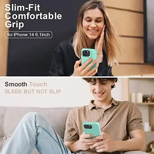 Vooii iPhone 14 uchun g'ilofi bilan mos,[Ipakdek teginish Premium Suyuq Silikon] [Yumshoq Tirnalishga qarshi Mikrofiber Astar], iPhone 14 uchun Ultra Yupqa zarbga chidamli himoya g'ilofi - Dengiz Moviy - VOOII (1)