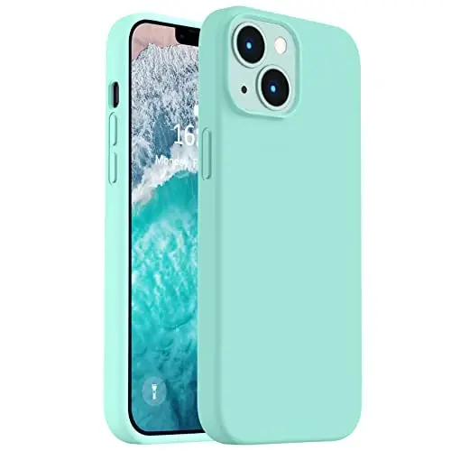 Vooii iPhone 14 uchun g'ilofi bilan mos,[Ipakdek teginish Premium Suyuq Silikon] [Yumshoq Tirnalishga qarshi Mikrofiber Astar], iPhone 14 uchun Ultra Yupqa zarbga chidamli himoya g'ilofi - Dengiz Moviy 