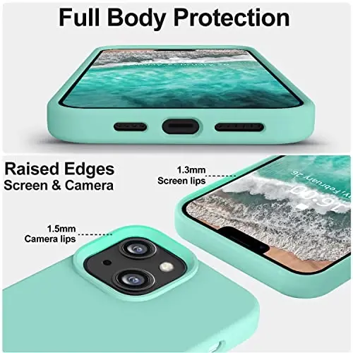 Vooii iPhone 14 uchun g'ilofi bilan mos,[Ipakdek teginish Premium Suyuq Silikon] [Yumshoq Tirnalishga qarshi Mikrofiber Astar], iPhone 14 uchun Ultra Yupqa zarbga chidamli himoya g'ilofi - Dengiz Moviy - 3