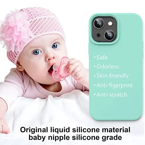 Vooii iPhone 14 uchun g'ilofi bilan mos,[Ipakdek teginish Premium Suyuq Silikon] [Yumshoq Tirnalishga qarshi Mikrofiber Astar], iPhone 14 uchun Ultra Yupqa zarbga chidamli himoya g'ilofi - Dengiz Moviy - 5