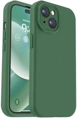 Vooii iPhone 15 g‘ilofi bilan mos, Defender suyuq silikonini yangilash, [Kamerani yaxshilangan himoya] [Yumshoq tirnalishga qarshi mikrofiber astar] iPhone 15 6.1 dyuym uchun zarbga chidamli telefon g‘ilofi - Yashil 