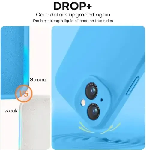 Vooii iPhone 15 g‘ilofi bilan mos, Defender suyuq silikonni yangilash, [Kamera himoyasi yaxshilangan] [Yumshoq tirnalishga qarshi mikrofiber astar] iPhone 15 6,1 dyuym uchun zarbga chidamli telefon g‘ilofi - ko‘k - 4