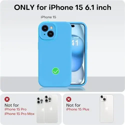 Vooii iPhone 15 g‘ilofi bilan mos, Defender suyuq silikonni yangilash, [Kamera himoyasi yaxshilangan] [Yumshoq tirnalishga qarshi mikrofiber astar] iPhone 15 6,1 dyuym uchun zarbga chidamli telefon g‘ilofi - ko‘k - 5