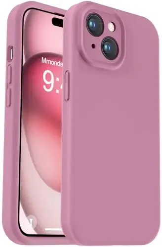 Vooii iPhone 15 g‘ilofi bilan mos, Defender suyuq silikonni yangilash, [Kengaytirilgan kamera himoyasi][Yumshoq tirnalishga qarshi mikrofiber astar] iPhone 15 6,1 dyuym uchun zarbga chidamli telefon g‘ilofi - Lavanda binafsha 