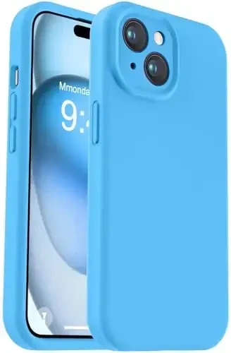 Vooii Compatible with iPhone 15 Case, Upgrade Defender Liquid Silicone, [Enhanced Camera Protection] [Soft Anti-Scratch Microfiber Lining] Shockproof Phone Case for iPhone 15 6.1 inch - Blue - VOOII