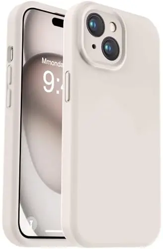 Vooii Compatible with iPhone 15 Case, Upgrade Defender Liquid Silicone, [Enhanced Camera Protection] [Soft Anti-Scratch Microfiber Lining] Shockproof Phone Case for iPhone 15 6.1 inch - Stone | Upgrade Defender, Liquid Silicone, Shockproof, 6.1 inch - VOOII