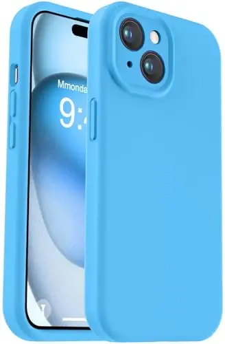 Vooii iPhone 15 Plus g‘ilofi bilan mos, suyuq silikon [kuchaytirilgan kamera himoyasi] [yumshoq tirnalishga qarshi mikrofiber qoplama] iPhone 15 Plus 6.7 dyuym uchun zarbga chidamli telefon g‘ilofi - ko‘k - VOOII