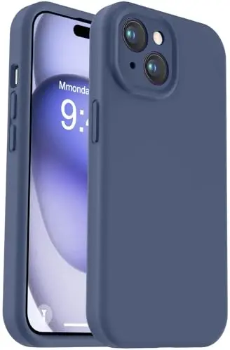 Vooii iPhone 15 Plus g'ilofi bilan mos, suyuq silikonni yangilash [kuchaytirilgan kamera himoyasi] [yumshoq tirnalishga qarshi mikrofiber astar] iPhone 15 Plus 6,7 dyuym uchun zarbga chidamli telefon g'ilofi - to'q ko'k - 1