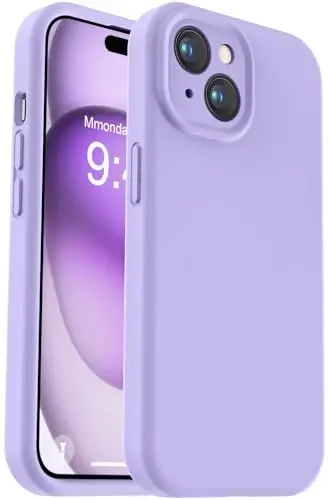 Vooii iPhone 15 Plus uchun mos keladigan g'ilof, yangilangan suyuq silikon [kuchaytirilgan kamera himoyasi] [yumshoq tirnalishga qarshi mikrofiber astar] iPhone 15 Plus 6,7 dyuym uchun zarbga chidamli telefon g'ilofi - och binafsha - VOOII