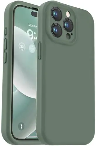 Vooii iPhone 15 Pro g‘ilofi bilan mos, Defender suyuq silikonini yangilash, [kamera himoyasi kuchaytirilgan] [yumshoq tirnalishga qarshi mikrofiber astar] zarbga chidamli telefon g‘ilofi iPhone 15 Pro 6.1 dyuym - Kiparis - 1