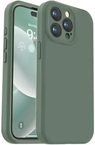 Vooii iPhone 15 Pro g‘ilofi bilan mos, Defender suyuq silikonini yangilash, [kamera himoyasi kuchaytirilgan] [yumshoq tirnalishga qarshi mikrofiber astar] zarbga chidamli telefon g‘ilofi iPhone 15 Pro 6.1 dyuym - Kiparis - 1