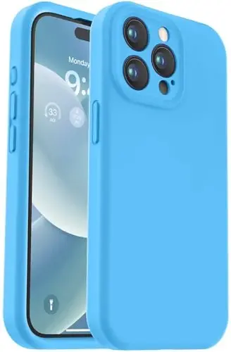Vooii iPhone 15 Pro g'ilofi bilan mos keladi, Defender suyuq silikonini yangilang, [Kamera himoyasi kuchaytirilgan] [Yumshoq tirnalishga qarshi mikrofiber astar] Zarba o'tkazmaydigan telefon g'ilofi iPhone 15 Pro 6.1 dyuym - Moviy 