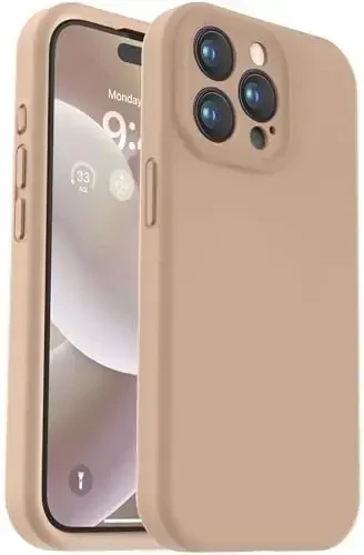 Vooii iPhone 15 Pro g‘ilofi bilan mos keladi, suyuq silikonni yangilang, [kamera himoyasi kuchaytirilgan] [yumshoq tirnalishga qarshi mikrofiber astar] zarbga chidamli telefon g‘ilofi iPhone 15 Pro 6.1 dyuym - och jigarrang - VOOII