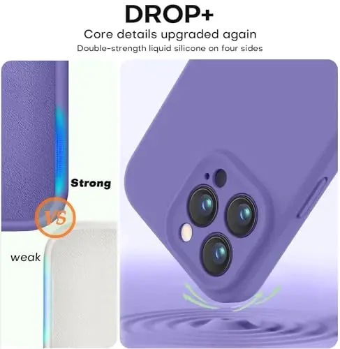 Vooii iPhone 15 Pro g‘ilofi bilan mos, yangilangan Defender suyuq silikon, [kuchaytirilgan kamera himoyasi] [yumshoq tirnalishga qarshi mikrofiber astar] zarbga chidamli telefon g‘ilofi iPhone 15 Pro 6.1 dyuym - Iris - 4