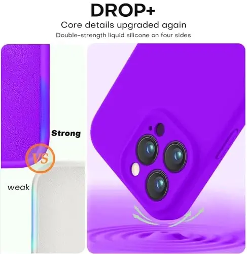 Vooii Compatible with iPhone 15 Pro Case, Upgrade Liquid Silicone, [Enhanced Camera Protection] [Soft Anti-Scratch Microfiber Lining] Shockproof Phone Case iPhone 15 Pro 6.1 inch - Neon Purple - 4