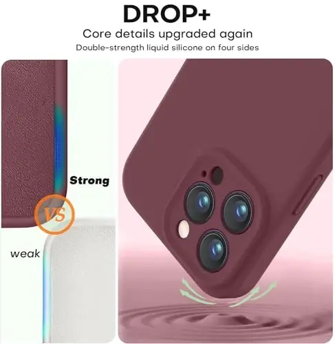 Vooii Compatible with iPhone 15 Pro Case, Upgrade Defender Liquid Silicone, [Enhanced Camera Protection] [Soft Anti-Scratch Microfiber Lining] Shockproof Phone Case iPhone 15 Pro 6.1 inch - Plum - 4