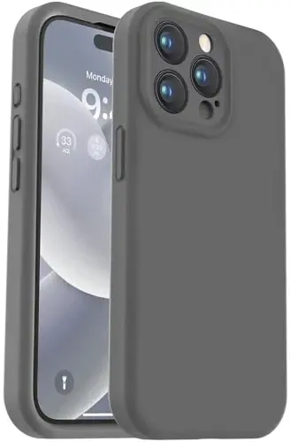 Vooii Compatible with iPhone 15 Pro Case, Upgrade Defender Liquid Silicone, [Enhanced Camera Protection] [Soft Anti-Scratch Microfiber Lining] Shockproof Phone Case iPhone 15 Pro 6.1 inch - Dark Grey - 1
