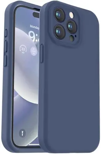 Vooii Compatible with iPhone 15 Pro Case, Upgrade Defender Liquid Silicone, [Enhanced Camera Protection] [Soft Anti-Scratch Microfiber Lining] Shockproof Phone Case iPhone 15 Pro 6.1 inch - Navy Blue - 1