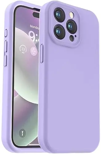 Vooii Compatible with iPhone 15 Pro Case, Upgrade Liquid Silicone, [Enhanced Camera Protection] [Soft Anti-Scratch Microfiber Lining] Shockproof Phone Case iPhone 15 Pro 6.1 inch - Light Purple - 1