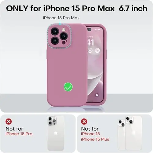 Vooii iPhone 15 Pro Max g‘ilofi bilan mos, yangilangan Premium silikon, [Kamera himoyasi] [Yumshoq tirnalishga qarshi mikrofiber astar] iPhone 15 Pro Max 6.7
