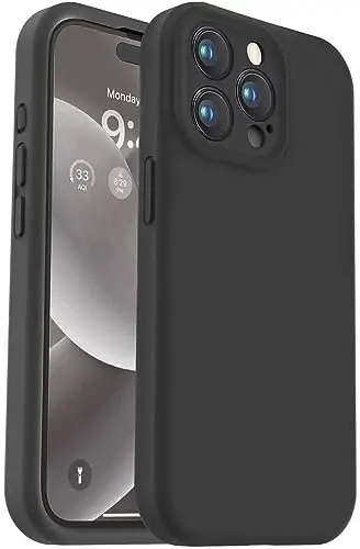 Vooii iPhone 15 Pro Max Kılıfı ile Uyumludur, Yükseltilmiş Premium Silikon, [Kamera Koruması] [Yumuşak Çizilmez Mikrofiber Astar] iPhone 15 Pro Max 6.7 inç için Darbeye Dayanıklı Telefon Kılıfı - Siyah 