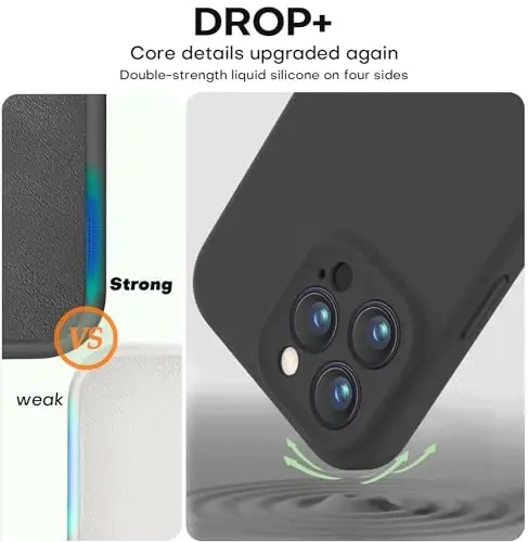 Vooii iPhone 15 Pro Max Kılıfı ile Uyumludur, Yükseltilmiş Premium Silikon, [Kamera Koruması] [Yumuşak Çizilmez Mikrofiber Astar] iPhone 15 Pro Max 6.7 inç için Darbeye Dayanıklı Telefon Kılıfı - Siyah - 4