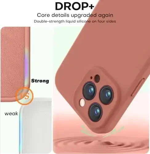 Vooii iPhone 15 Pro Max uchun mos keladigan g‘ilof, yangilangan premium silikon, [Kamera himoyasi] [Yumshoq tirnalishga qarshi mikrofiber astar] iPhone 15 Pro Max 6.7 dyuym uchun zarbaga chidamli telefon g‘ilofi - Caramel - 4