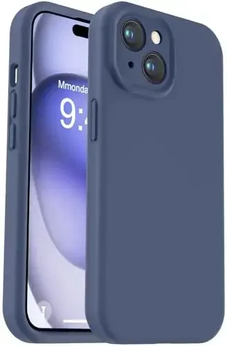 Vooii iPhone 15 uchun g'ilof bilan mos, Defender suyuq silikonni yangilang, [Kamera himoyasi kuchaytirilgan] [Yumshoq tirnalishga qarshi mikrofiber astar] iPhone 15 6.1 dyuym uchun zarbga chidamli telefon g'ilofi - to'q ko'k - 1