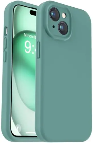 Vooii iPhone 15 uchun g‘ilof bilan mos, Defender suyuq silikonni yangilash, [Kamera himoyasini kuchaytirilgan] [Yumshoq tirnalishga qarshi mikrofiber astar] iPhone 15 6,1 dyuym uchun zarbga chidamli telefon g‘ilofi - qarag‘ay yashili - VOOII