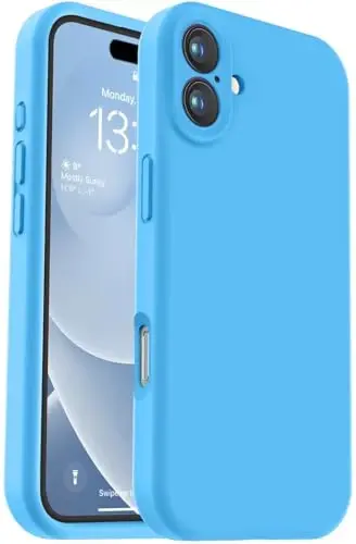 Vooii iPhone 16 g‘ilofi bilan mos keladi, suyuq silikon yangilanish [Kamera himoyasi] [Yumshoq chizishga qarshi mikrofiber astar] iPhone 16 6.1 dyuym uchun zarbga chidamli telefon g‘ilofi - Moviy - VOOII