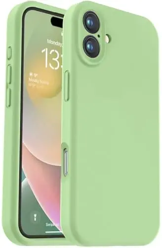 Vooii iPhone 16 g'ilofi bilan mos keladi, suyuq silikon yangilanishi [Kamera himoyasi] [Yumshoq tirnalishga qarshi mikrofiber astar] iPhone 16 6.1 dyuym uchun zarbga chidamli telefon g'ilofi - Matcha - 1